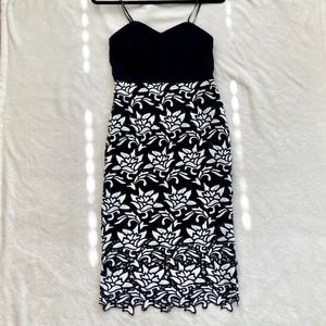 Strapless Floral Lace Midi Dress